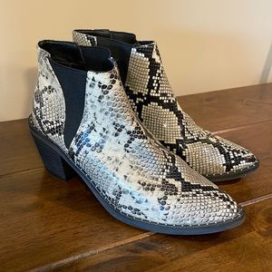 Snake Skin Heeled Booties